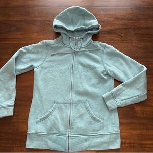 Carhartt womens long sleeve hooded full zip sweater turquoise embroidered XS